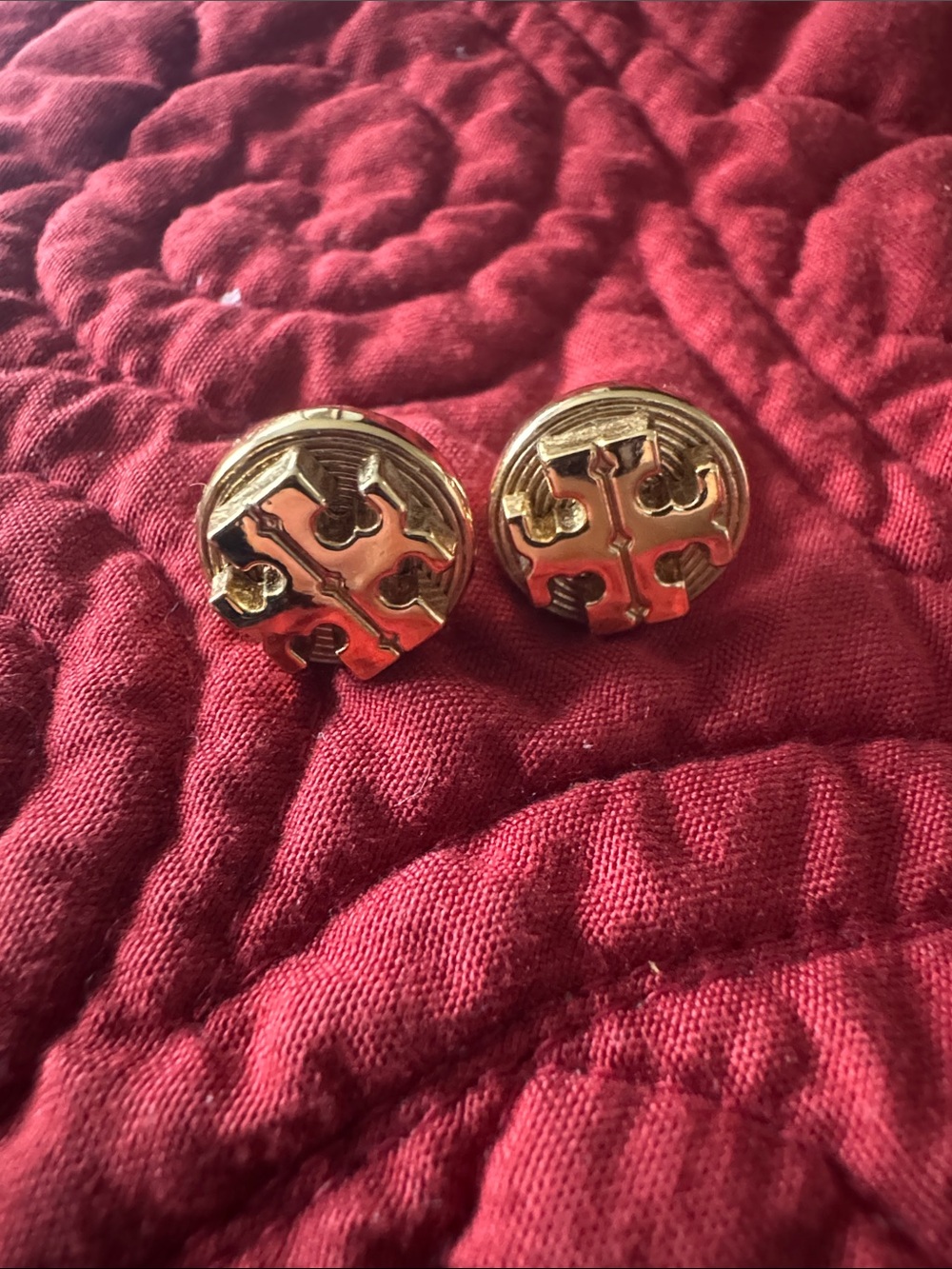 Gold-Tone Round Logo Stud Earrings